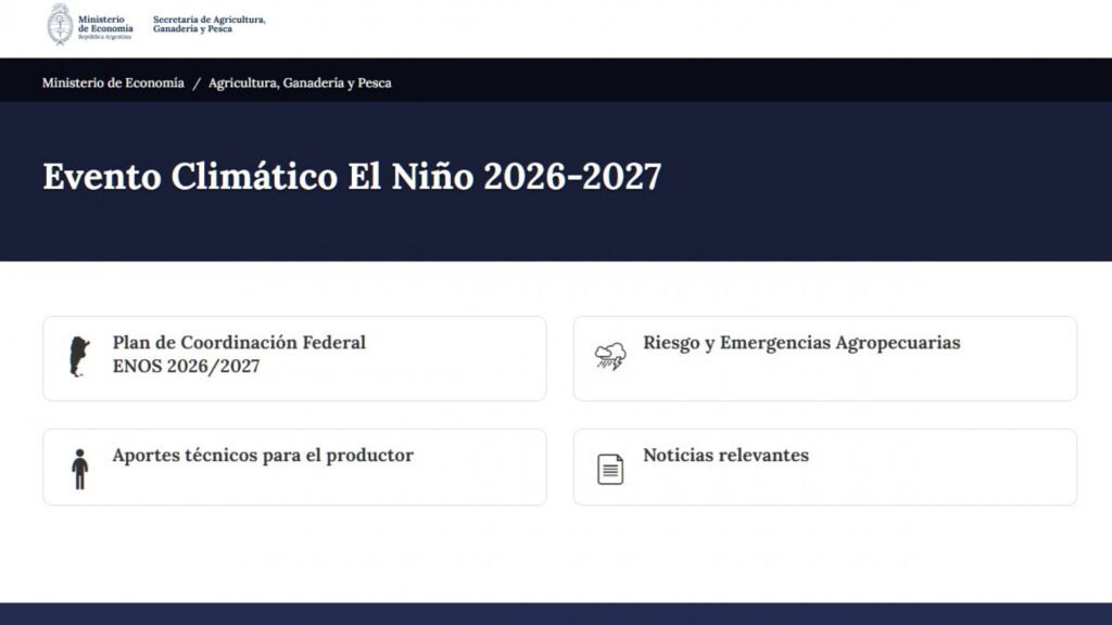 Evento Climático El Niño 2026-2027: Nuevo apartado en la web de Agricultura